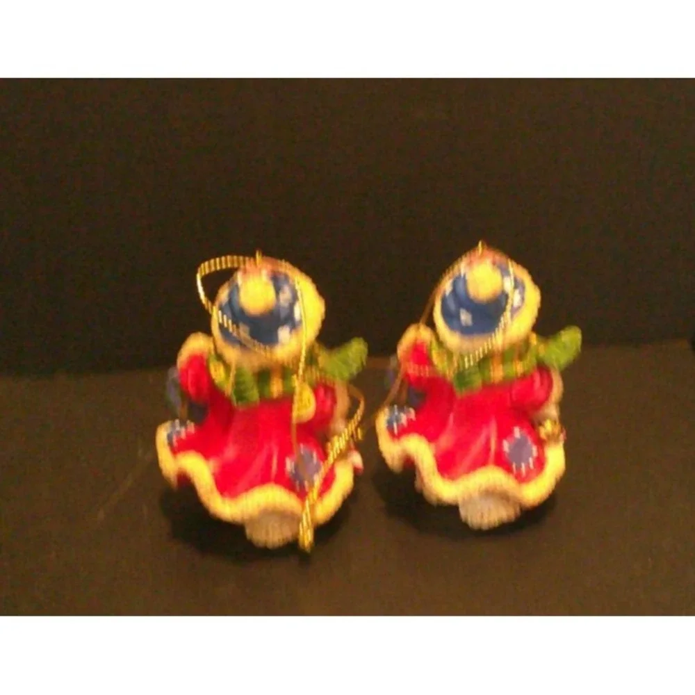 Snowman‎ Winter Christmas Tree Holiday Ornaments Set Of 2 Resin